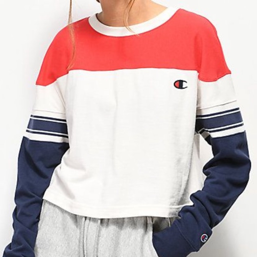 red white a blue champion long sleeve size- m